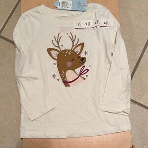 Cat & Jack White and Brown Reindeer Long Sleeve Tee